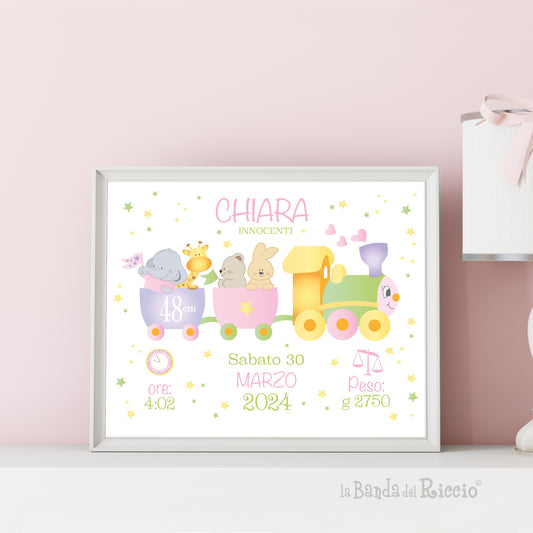 Personalised Birth Print, Choo-Choo Train