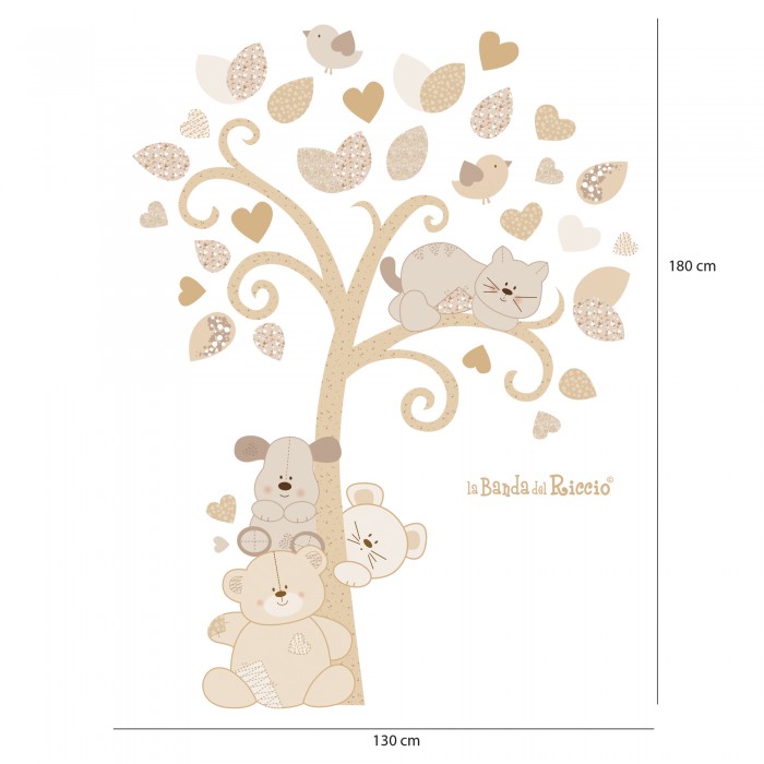 Adesivi murali in tessuto bambini, albero cameretta bambini, decalcomania alberi  Albero dei cuccioli Bianco/Beige -  Italia
