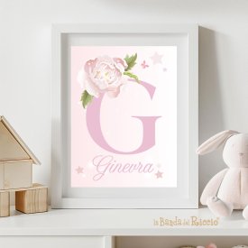 Baby Print Swan and peonies with Name