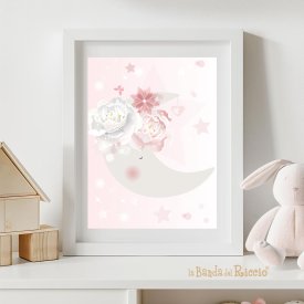 Baby Print Swan and peonies with Name