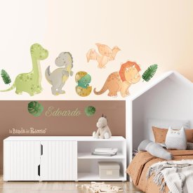 Stickers cameretta I Dinosauri foto ambientata personalizzato con il nome