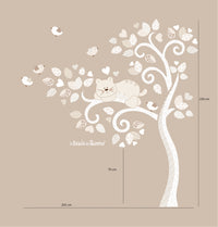 Albero vento con Gatto e Uccellini