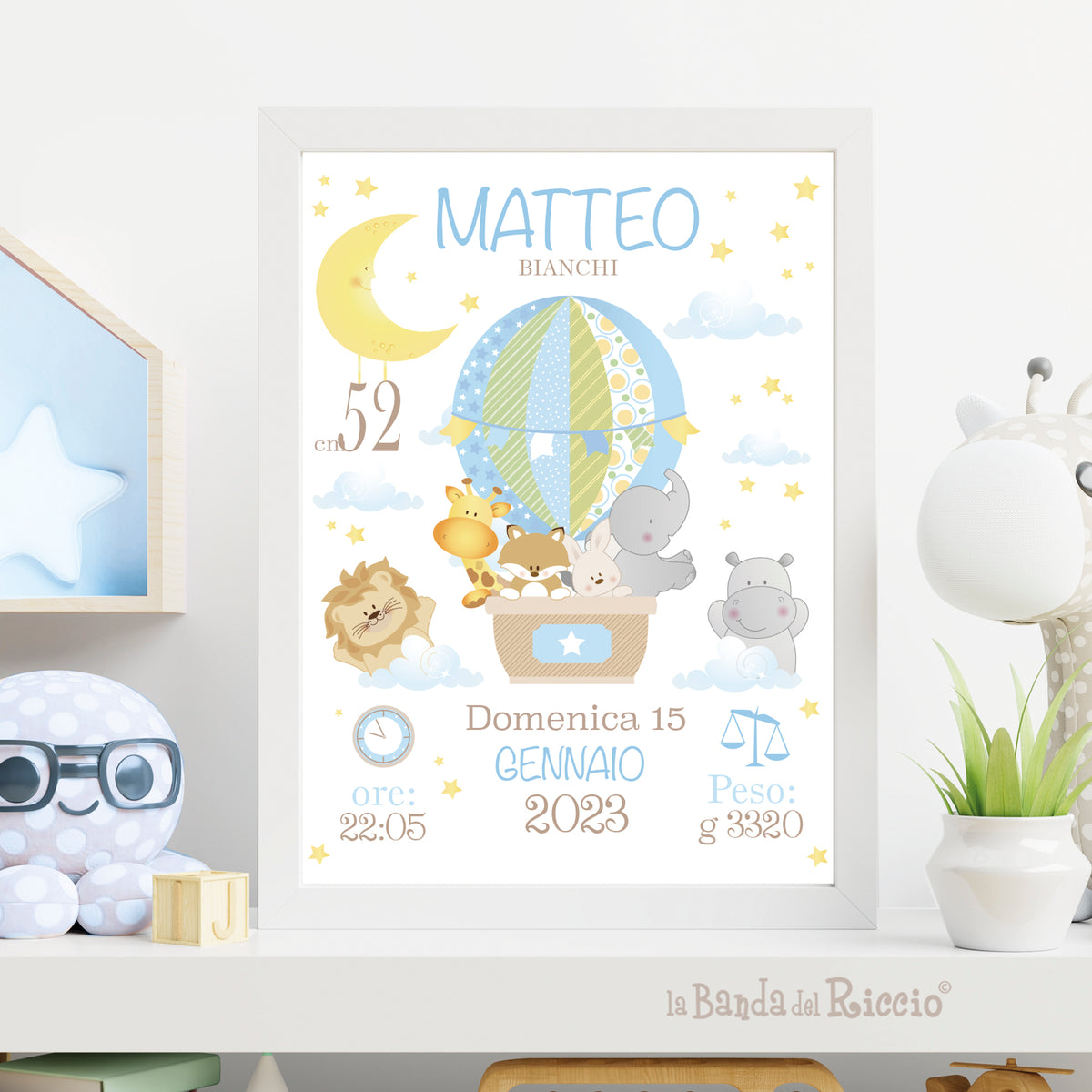 Personalized birth print Hot Air Balloon Friends
