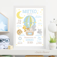 Personalized birth print Hot Air Balloon Friends