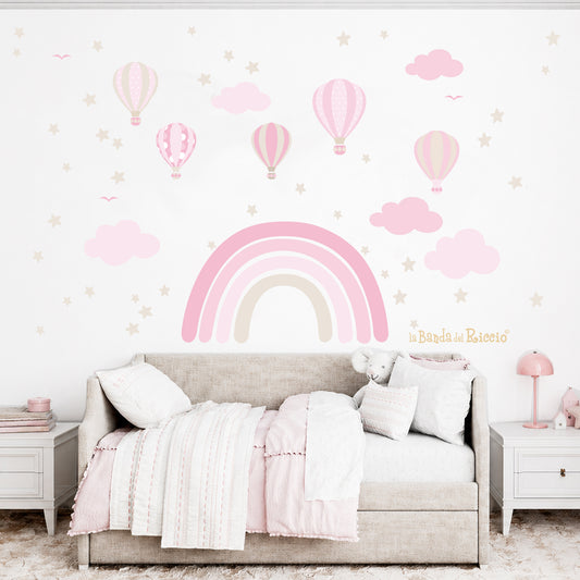 Arcobaleno con stelle toni rosa
