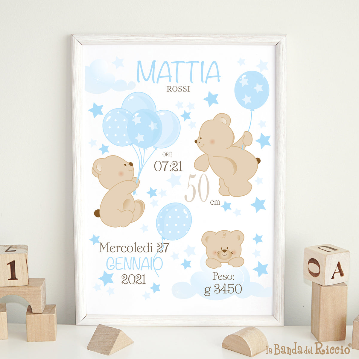 Quadretto nascita Bear Balloons