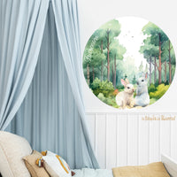 Sticker circolare Coniglietti nel Bosco