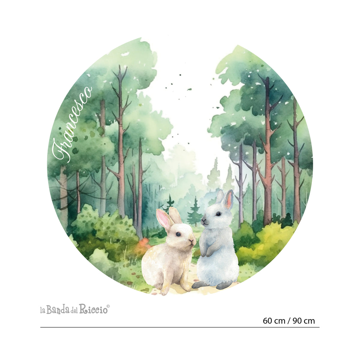 Sticker circolare Coniglietti nel Bosco