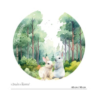 Sticker circolare Coniglietti nel Bosco
