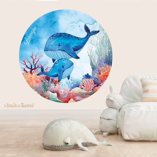 Sticker circolare Le Balene