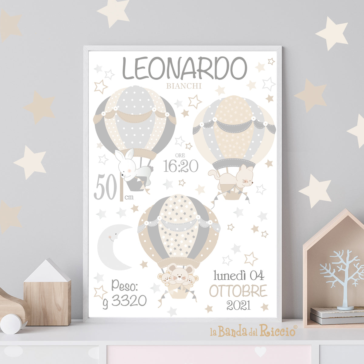 Personalized birth print Hot Air Balloons 4