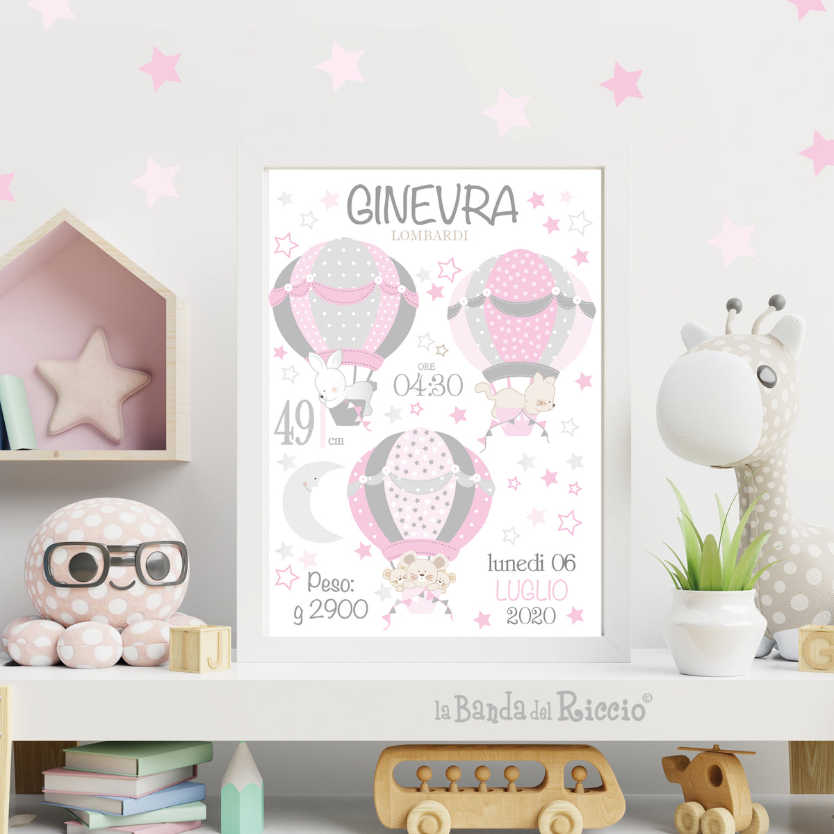 Personalized birth print Hot Air Balloons 4