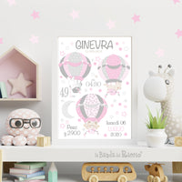 Personalized birth print Hot Air Balloons 4