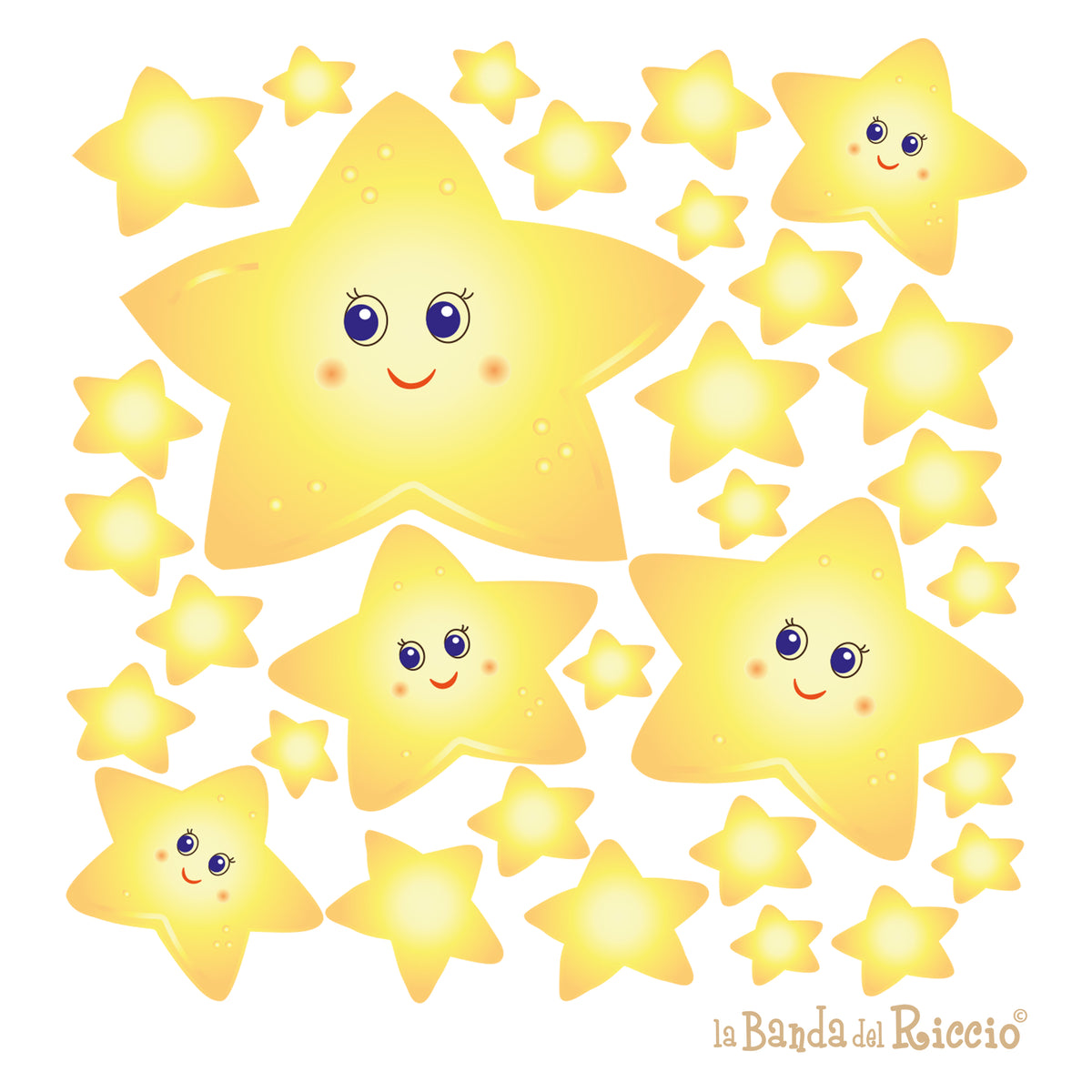 Stelle Fluorescenti, stelle gialle adesivi murali fluo