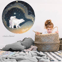 Polar Bears and Stars Circle Sticker