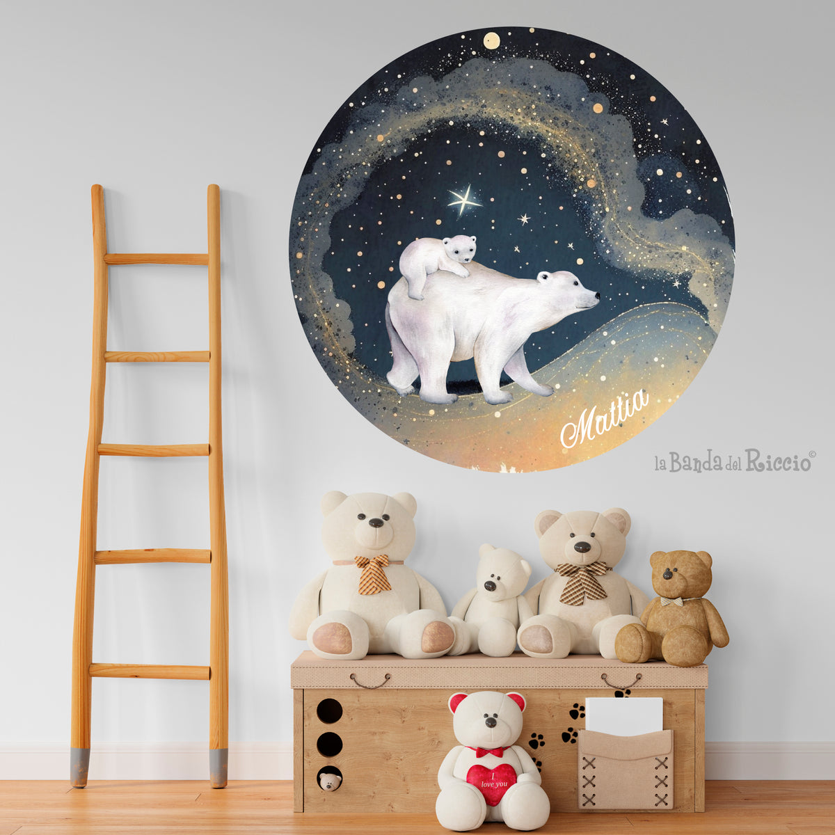 Polar Bears and Stars Circle Sticker