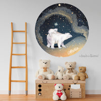 Polar Bears and Stars Circle Sticker