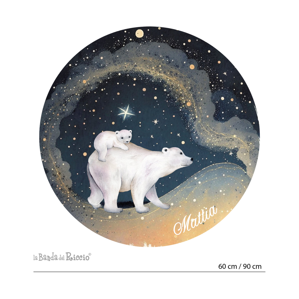 Polar Bears and Stars Circle Sticker