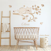 Branch with Cat and Birds