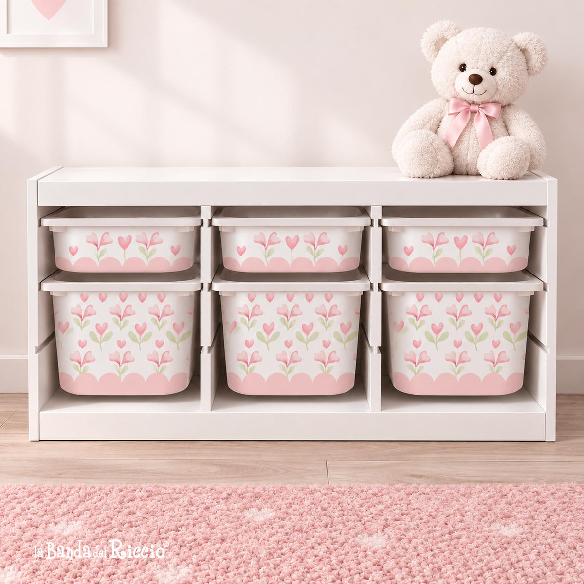 Adesivi per Contenitori IKEA Trofast Piccoli Fiori a Cuore