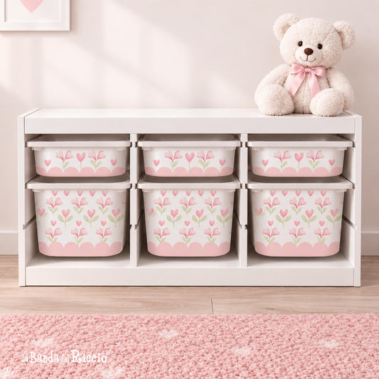 Adesivi per Contenitori IKEA Trofast Piccoli Fiori a Cuore