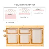 Adesivi per Contenitori IKEA Trofast Piccoli Fiori a Cuore