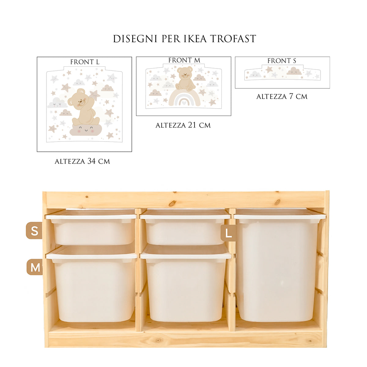 Adesivi per Contenitori IKEA Trofast Orsetto sull'arcobaleno