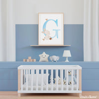 Nursery print Initial name with Bunny